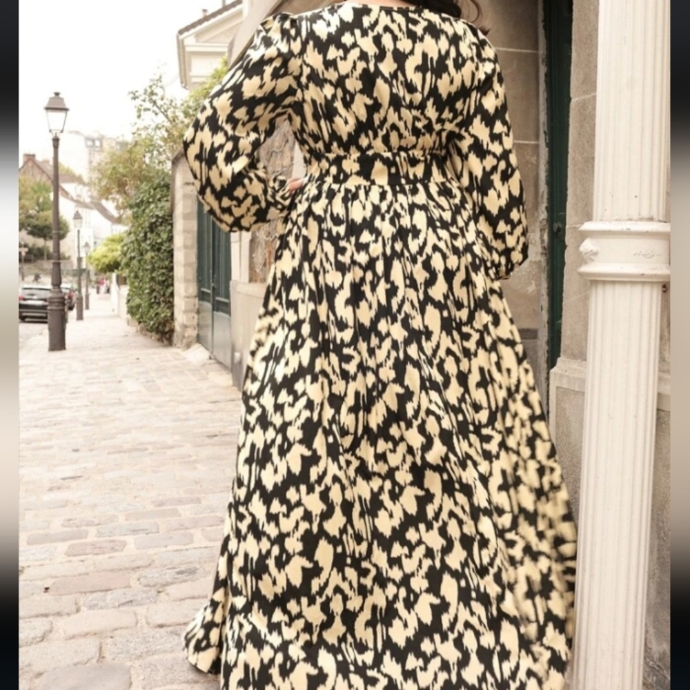 BRAND NEW NWT Black & Cream Long Sleeve Maxi Dress 3XL (18) - Picture 3 of 11